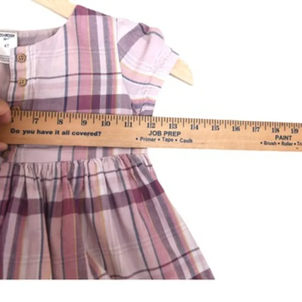 OshKosh Plaid Dress 4T Pink Cottagecore Soft Girl Prairie Vintage Inspired
